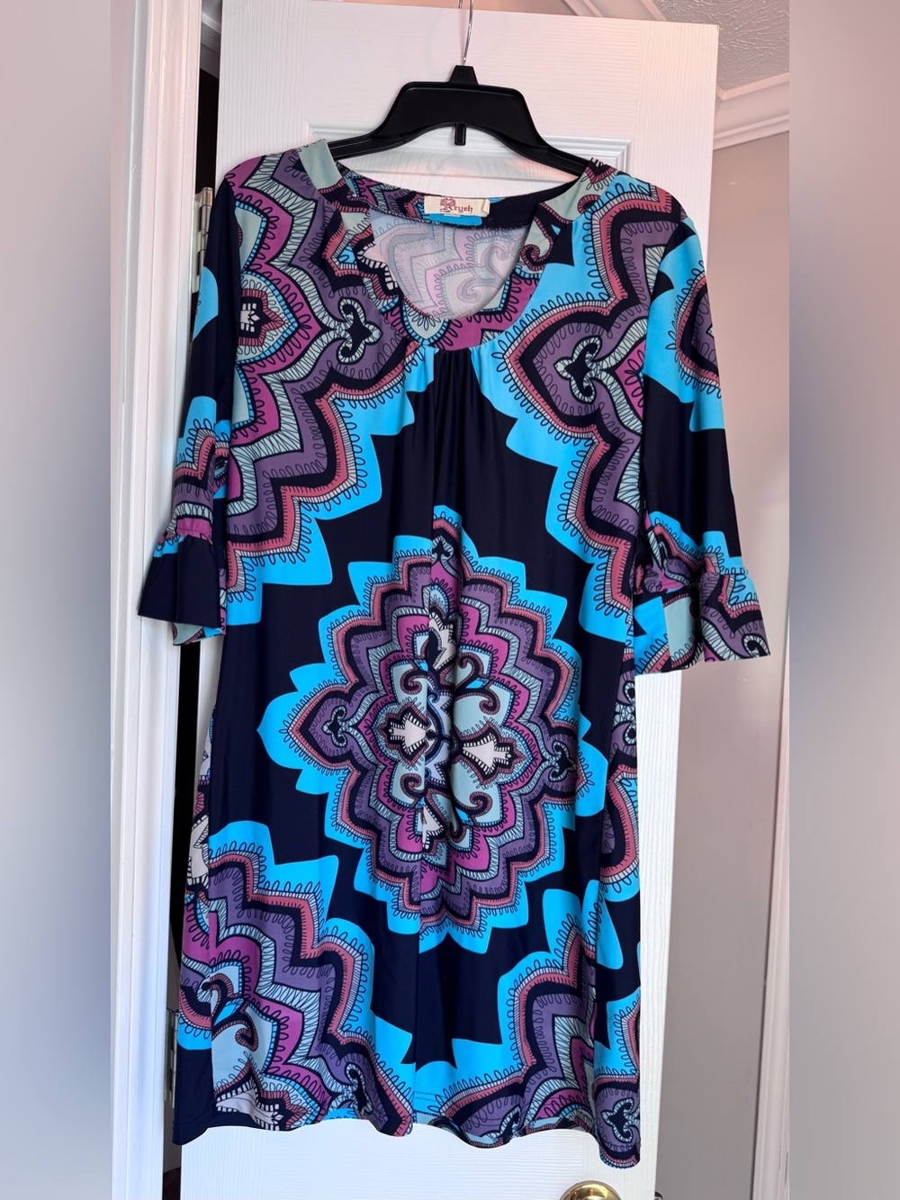Aryeh Blue and Pink Medallion Dress
